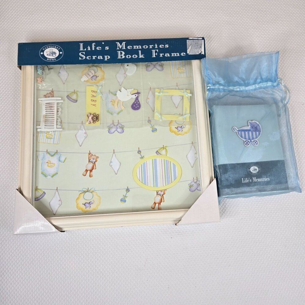 Lifes Memories Baby Scrapbook Frame Mini Photo Album Lot White Blue